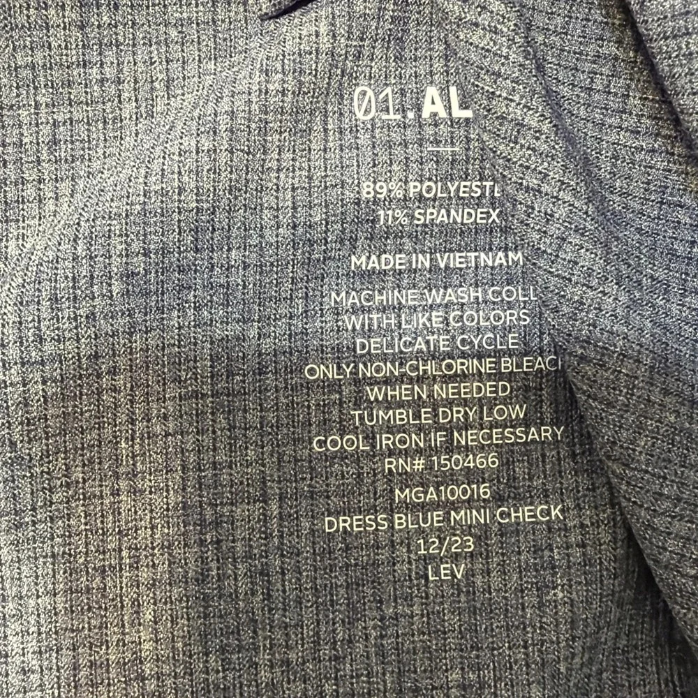 01.Algo Dress Shirt Mens XLarge Blue Performance Button Up